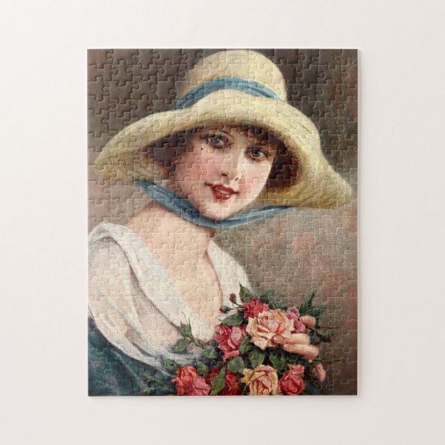 Lady With Bouquet Of Roses_GC - Jigsaw Puzzle (Vertical)