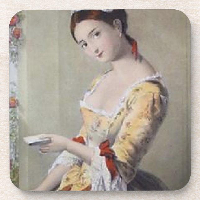 Lady with Cards Coaster (Front)