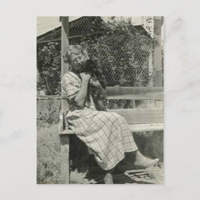 Lady with cat card (Front)
