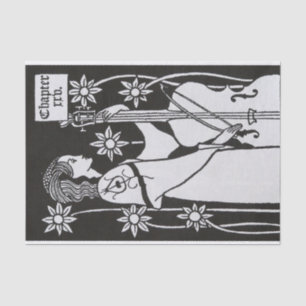 Lady With Cello by Aubrey Beardsley Tissue Paper