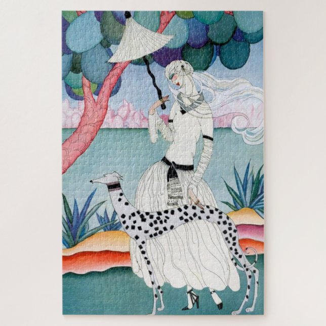 Lady with Dalmatian Dog - Helen Dryden Jigsaw Puzzle (Vertical)