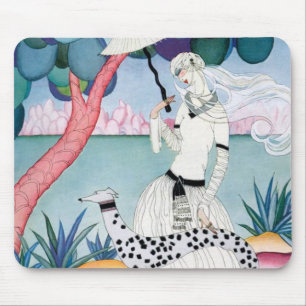 Lady with Dalmatian Dog - Helen Dryden Mouse Pad