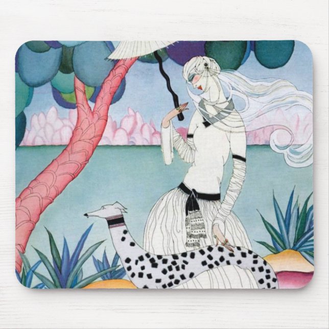 Lady with Dalmatian Dog - Helen Dryden Mouse Pad (Front)