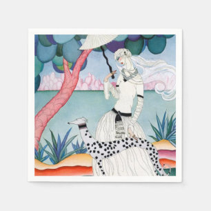 Lady with Dalmatian Dog - Helen Dryden Napkin