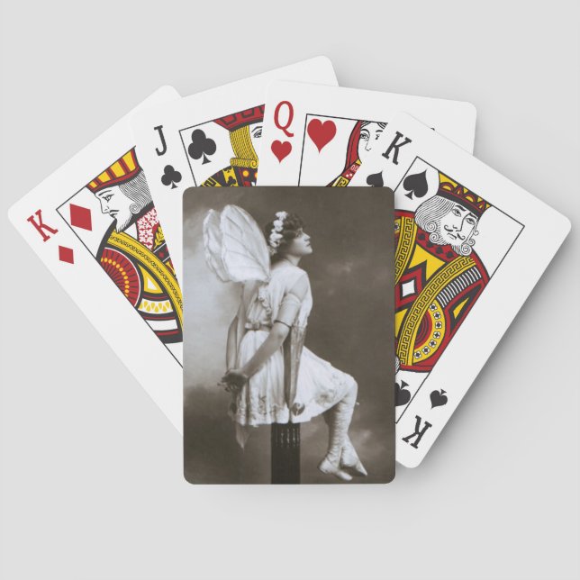 Lady with Faerie Wings Vintage Photo Bicycle Cards (Back)