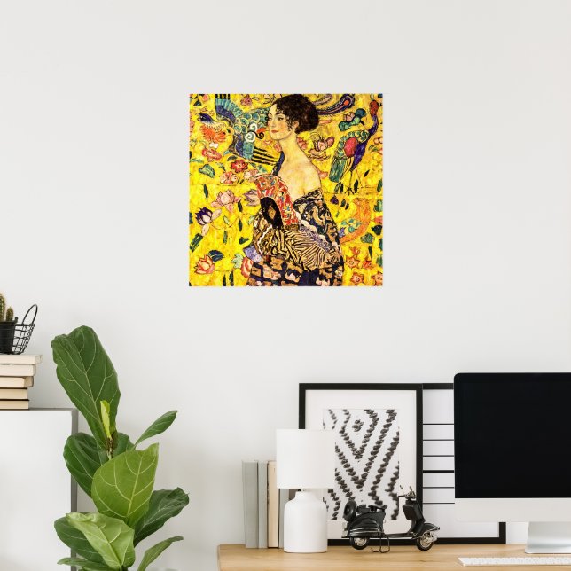 Lady with Fan by Gustav Klimt Poster (Home Office)