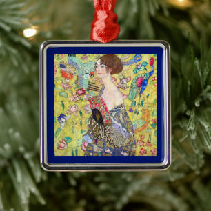 Lady with Fan by Gustav Klimt, Vintage Japonism Metal Tree Decoration