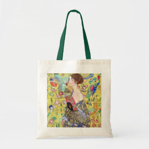 Lady with Fan by Gustav Klimt, Vintage Japonism Tote Bag