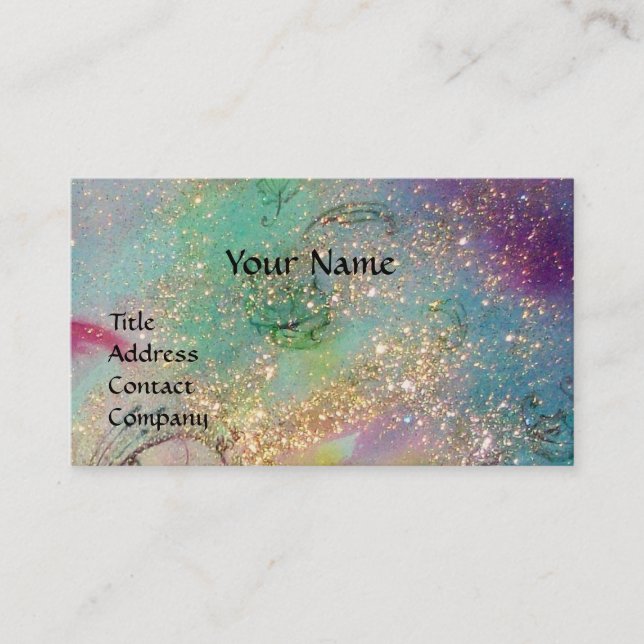 LADY WITH FEATHERED MASK MONOGRAM Blue Green Business Card (Front)
