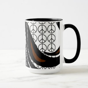 Lady with Flowing Hair and Peace Signs Mug