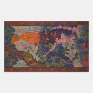 Lady with Foxgloves Rectangular Sticker