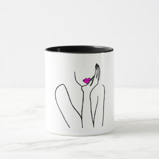 Lady with fuchsia lips mug