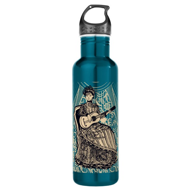 Lady with guitar 710 ml water bottle (Front)