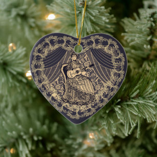 Lady with guitar ceramic ornament