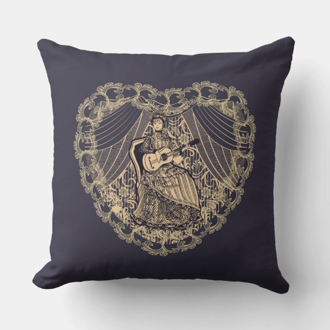 Lady with guitar cushion (Front)