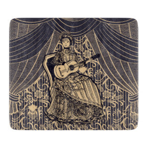 Lady with guitar cutting board