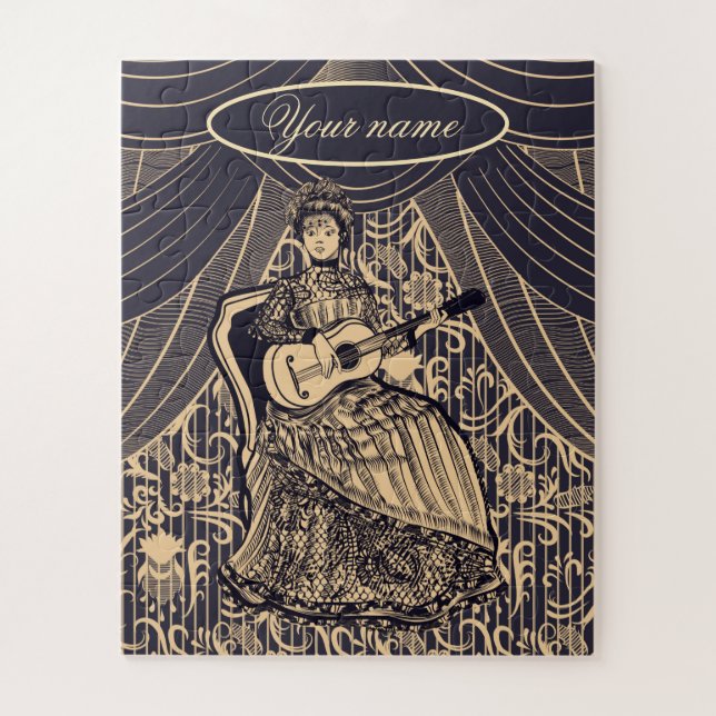 Lady with guitar jigsaw puzzle (Vertical)