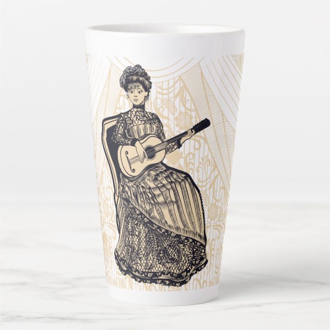Lady with guitar latte mug (Front)