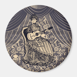 Lady with guitar magnet