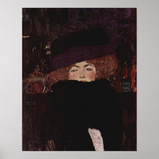 Lady with Hat and Feather Boa — Gustav Klimt 1909 Poster