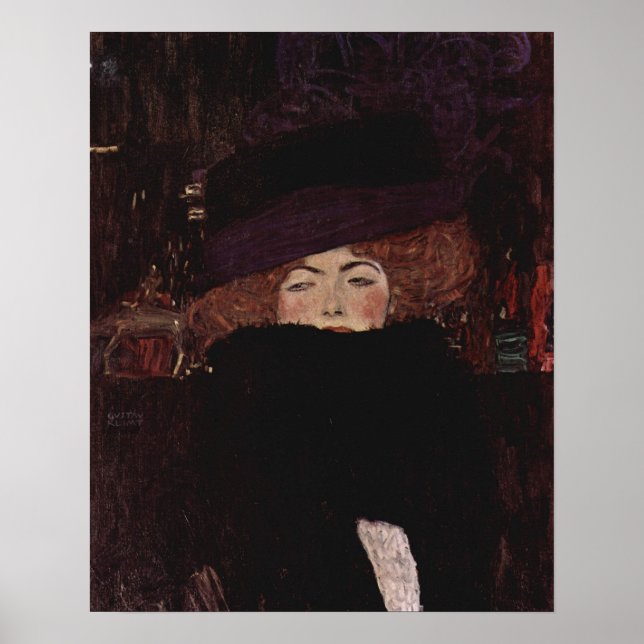 Lady with Hat and Feather Boa — Gustav Klimt 1909 Poster (Front)