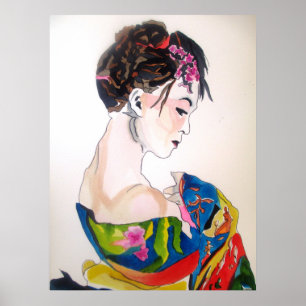 Lady with kimono poster