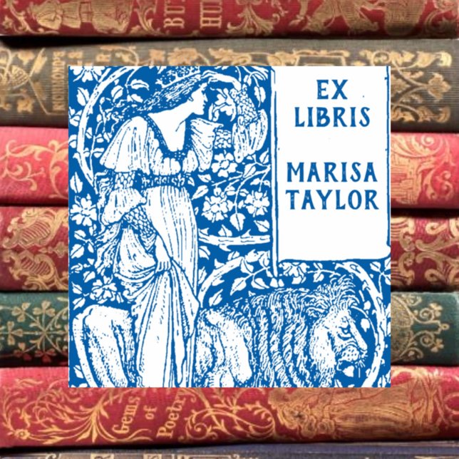 Lady with Lion bookplate  Self-inking Stamp (Creator Uploaded)