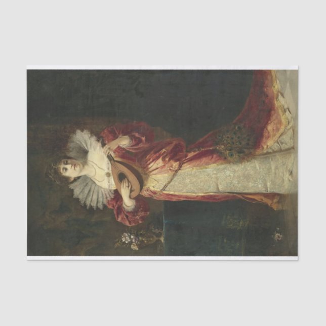 Lady with Lute by Ferdinand Wagner Jnr. Tissue Paper (Front)