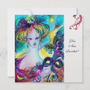 LADY WITH MASK / Venetian Masquerade Ball ice Invitation