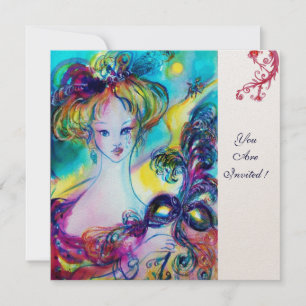 LADY WITH MASK / Venetian Masquerade Ball Invitation