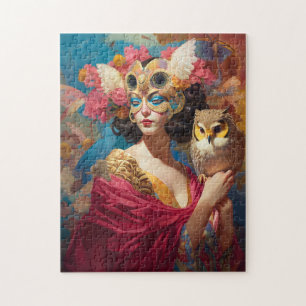 Lady With Owl Fantasy Art Jigsaw Puzzle