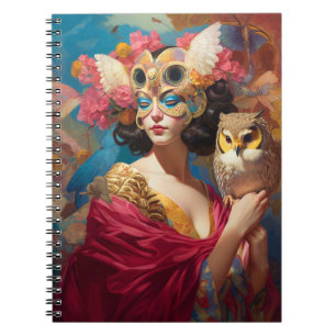 Lady With Owl Fantasy Art Notebook