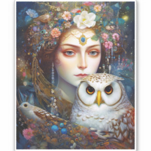 Lady With Owl Surreal Fantasy Art