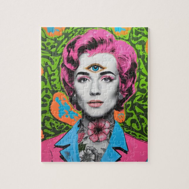 Lady with Pink Hair and a Third Eye Jigsaw Puzzle (Vertical)