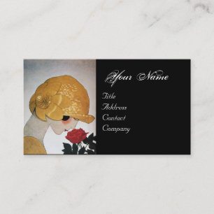 LADY WITH RED ROSE BEAUTY FASHION COSTUME DESIGNER BUSINESS CARD
