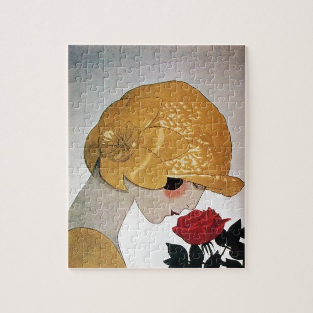 LADY WITH RED ROSE JIGSAW PUZZLE (Vertical)