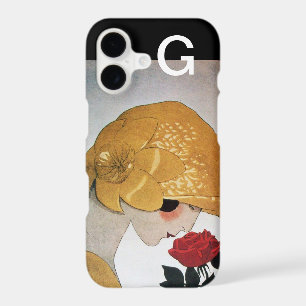 LADY WITH RED ROSE MONOGRAM