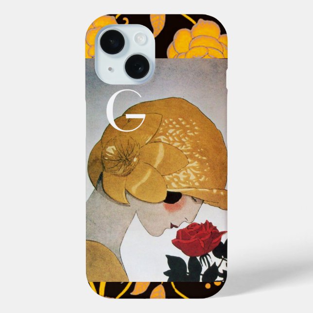 LADY WITH RED ROSE MONOGRAM Case-Mate iPhone CASE (Back)