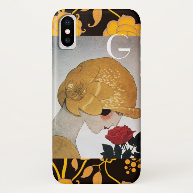 LADY WITH RED ROSE MONOGRAM Case-Mate iPhone CASE (Back)
