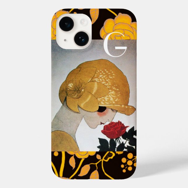 LADY WITH RED ROSE MONOGRAM Case-Mate iPhone CASE (Back)