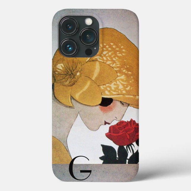LADY WITH RED ROSE MONOGRAM Case-Mate iPhone CASE (Back)