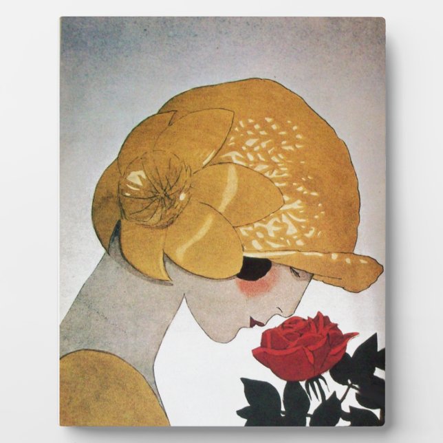 LADY WITH RED ROSE PLAQUE (Front)