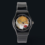 LADY WITH RED ROSE WATCH<br><div class="desc">Vibrant , classy  French Art Deco  high fashion illustration. Portrait of a beautiful young woman wearing a golden hat with flower,  black  white , yellow  , grey colours .Cool , modern and artistic design.</div>