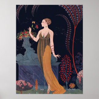 Lady with rose by George Barbier 1914 Poster