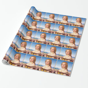 Lady with the Unicorn Raphael Santi portrait paint Wrapping Paper