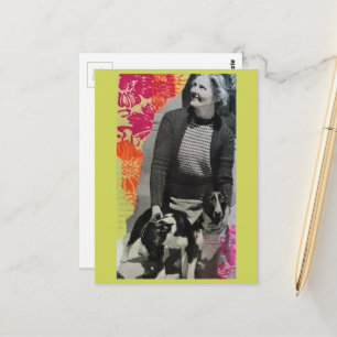 Lady With Two Dogs Collage Postcard