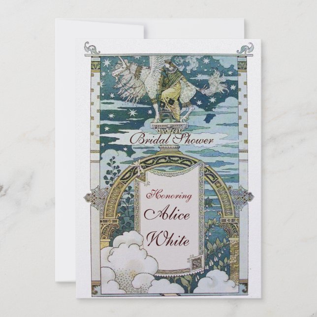 LADY WITH UNICORN BRIDAL SHOWER PARTY Ice Invitation (Front)