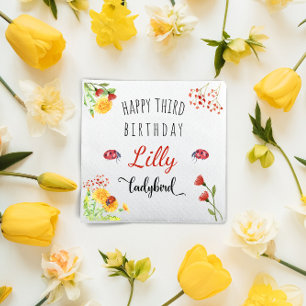 Ladybird Baby Girl Cute Spring Summer Birthday Napkin