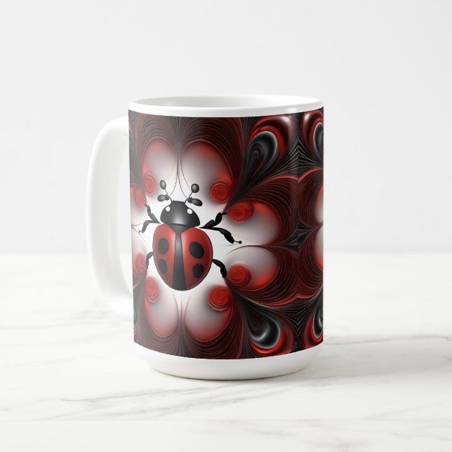 Ladybird Fractal Art Design, Coffee Mug (Front Left)