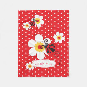 Ladybird ladybug flowers graphic red name blanket